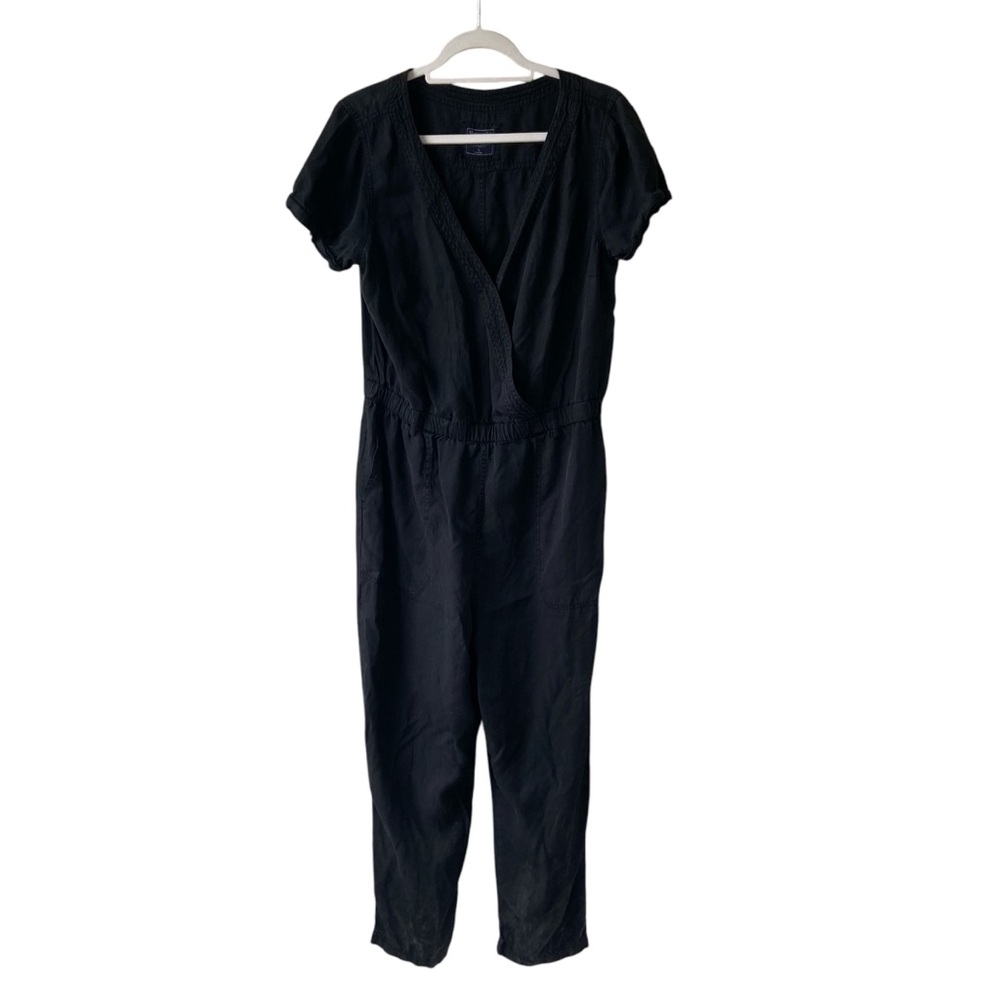 Abercrombie & Fitch black short sleeve v-neck jumpsuit in size L boho grunge